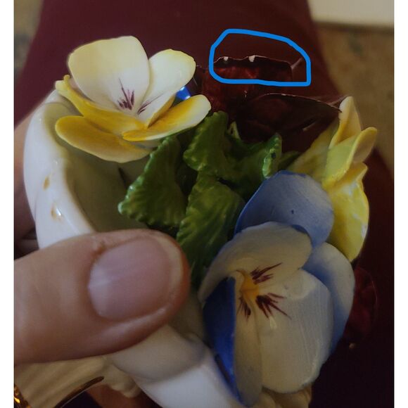 Bone China Pansys in 3 Footed Bowl Hand Made and Painted from Radnor - Picture 9 of 9